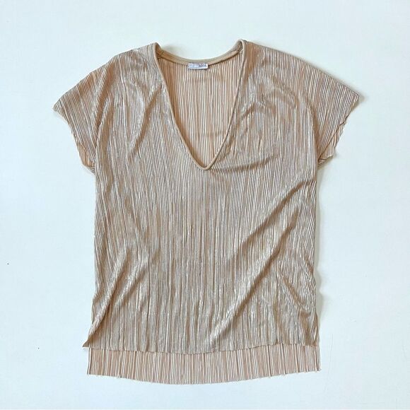 Zara Metallic Ribbed Top Small - Picture 1 of 7